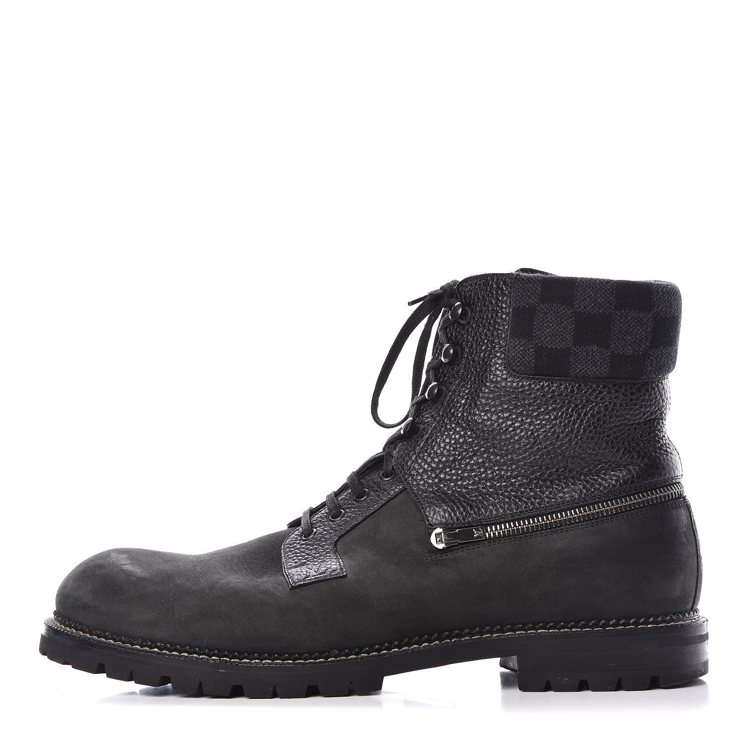 Louis Vuitton Damier Ebene Nubuck Mens Tibet Combat Ankle Boots 11 Black 1 of 10