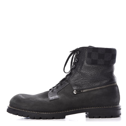 Louis Vuitton Damier Ebene Nubuck Mens Tibet Combat Ankle Boots 11 Black 1 of 10