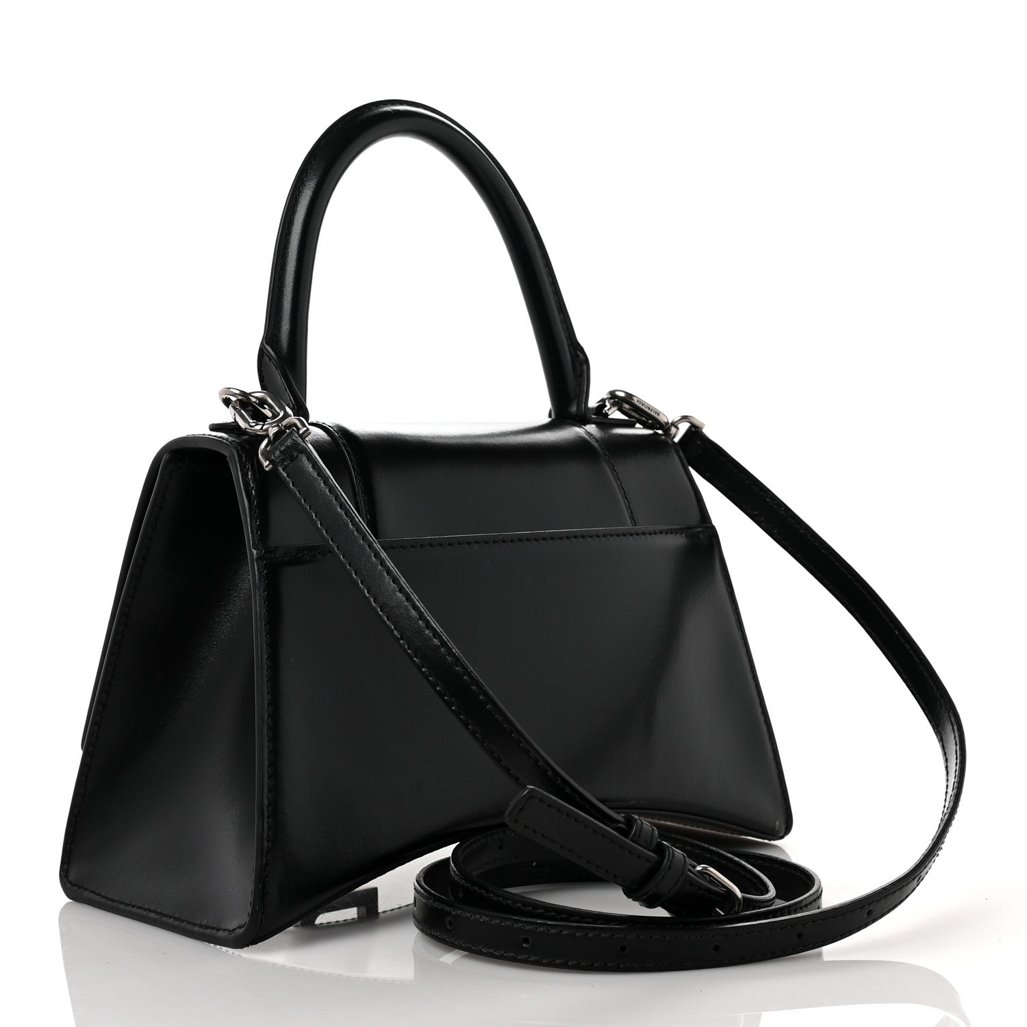 Balenciaga Shiny Box Calfskin Graffiti Logo Small Hourglass Top Handle Bag Black Pink 2 of 9