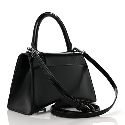 Balenciaga Shiny Box Calfskin Graffiti Logo Small Hourglass Top Handle Bag Black Pink 2 of 9