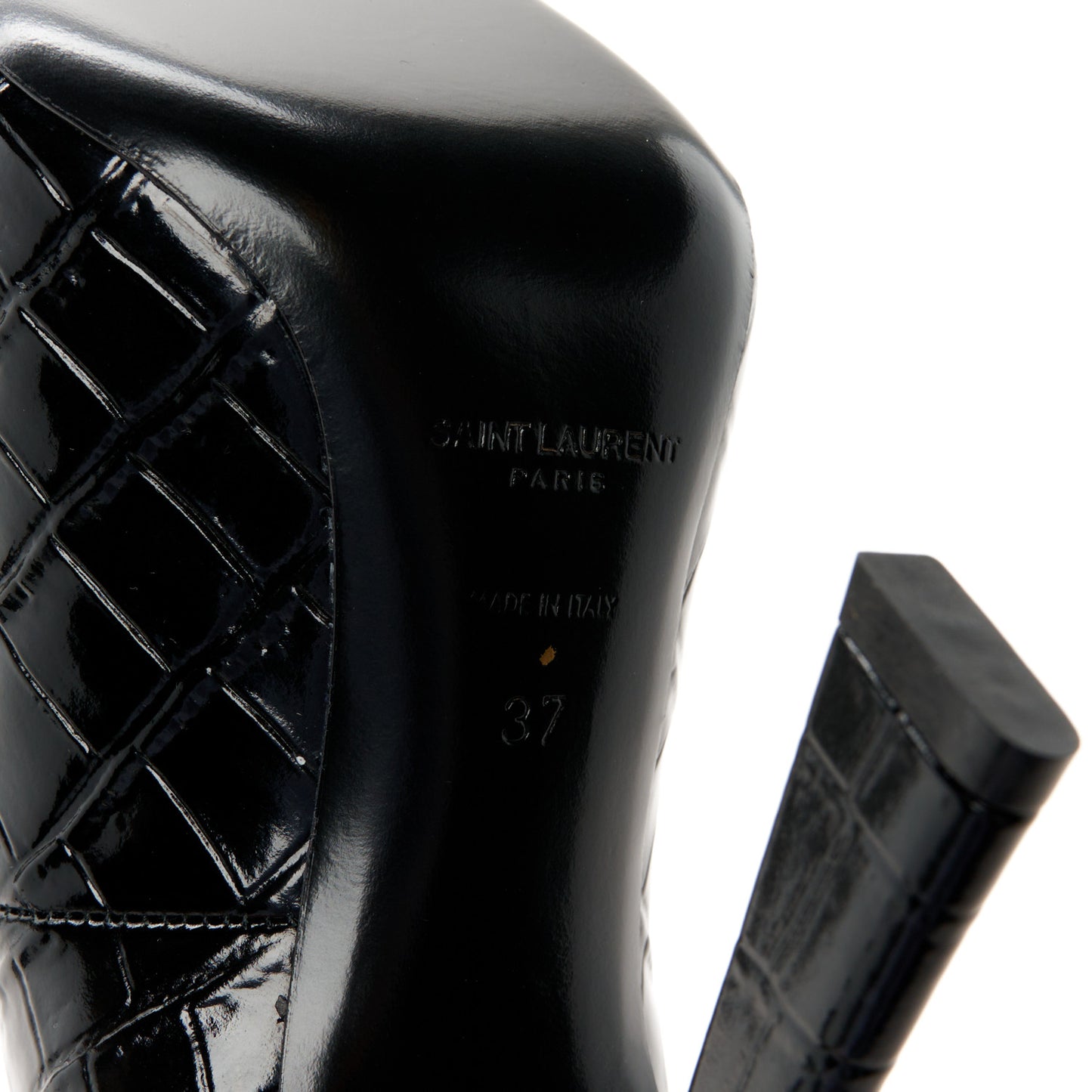 Calfskin Crocodile Embossed Silvana 110mm Pumps 37 Black