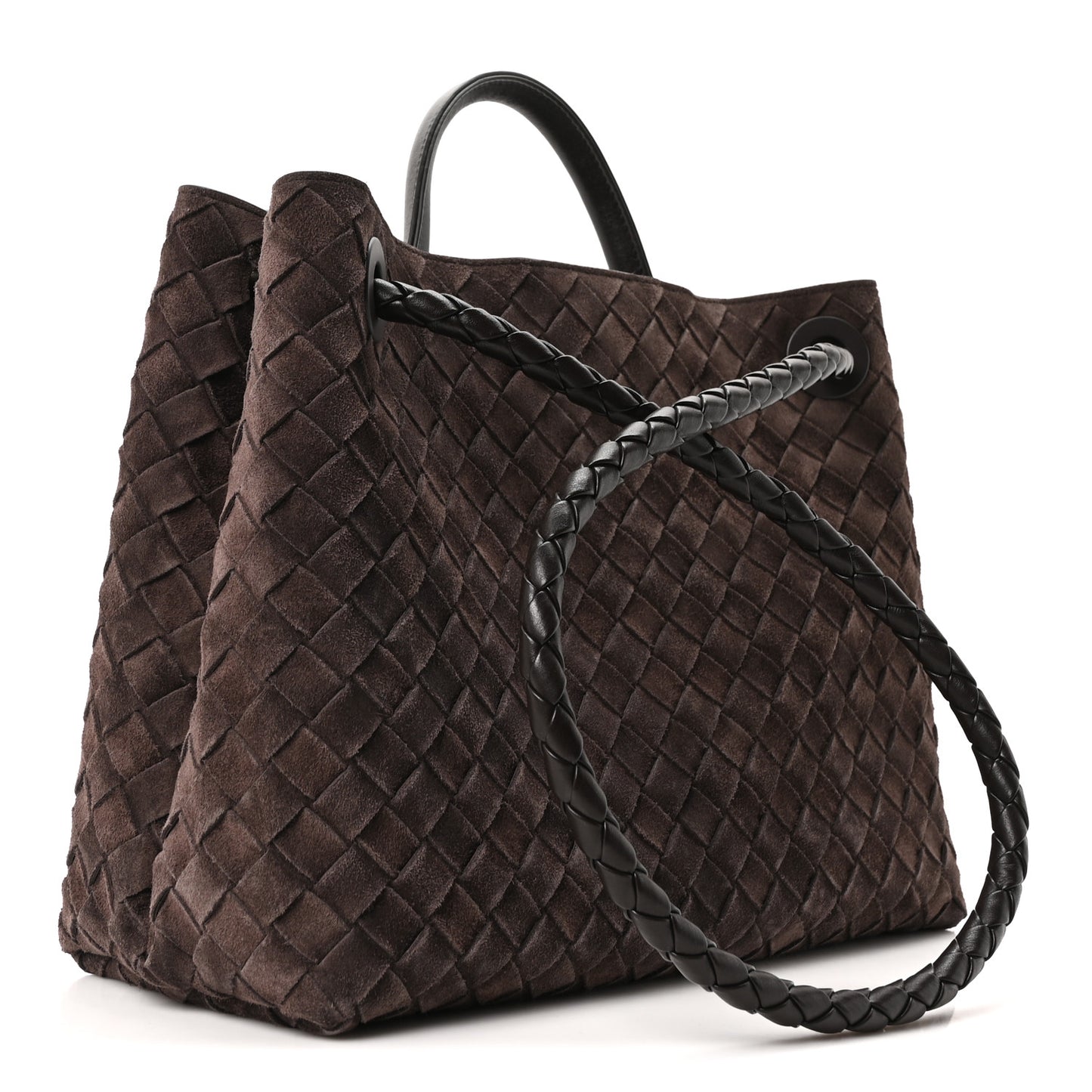 Suede Intrecciato Medium Andiamo Shoulder Bag Fondant