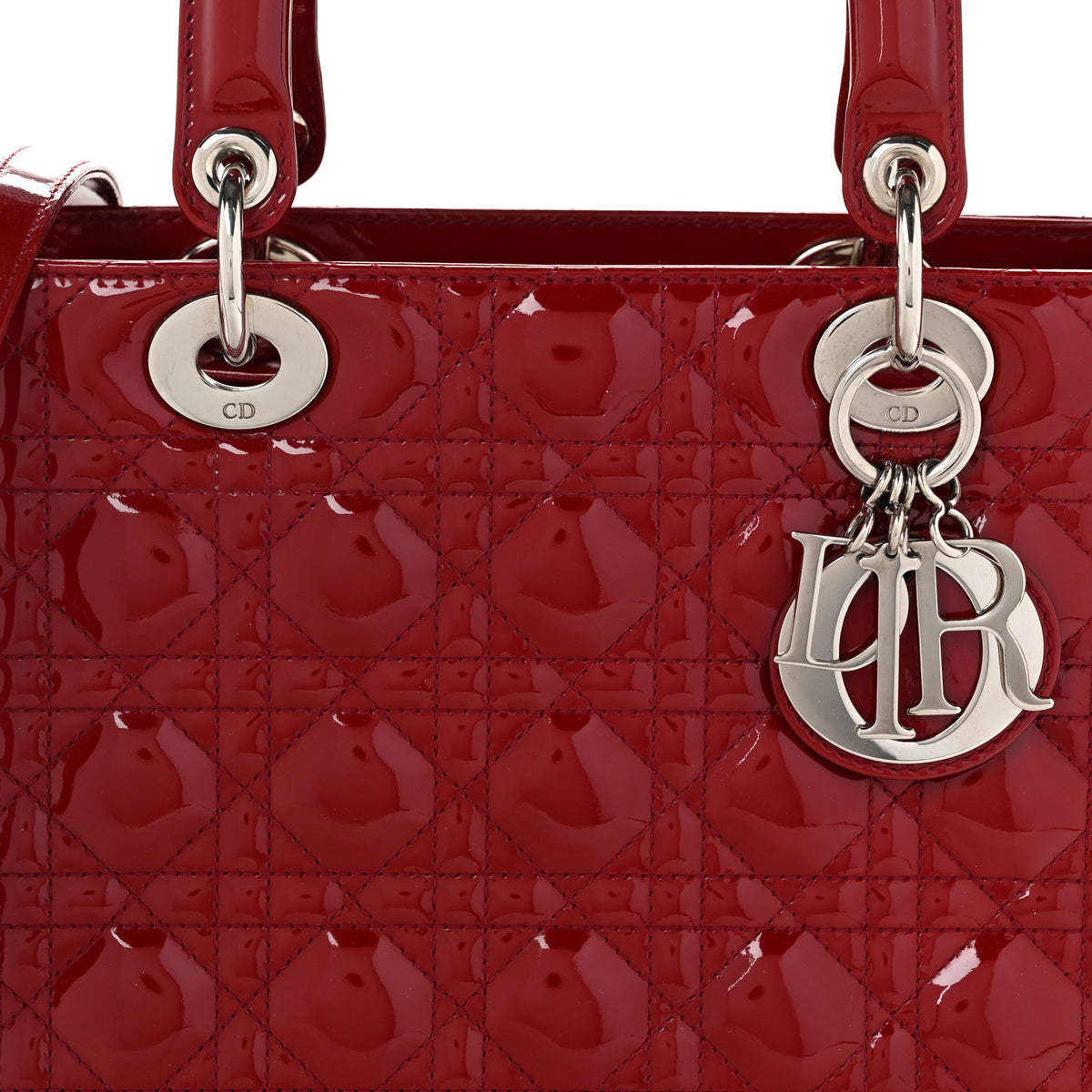 Christian Dior Patent Cannage Medium Lady Dior Red 8 of 10
