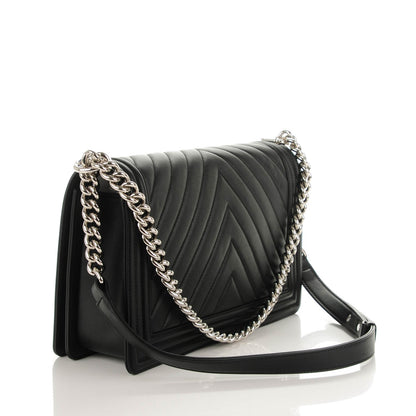 Chanel Calfskin Chevron Quilted New Medium Boy Flap Black 3 of 7