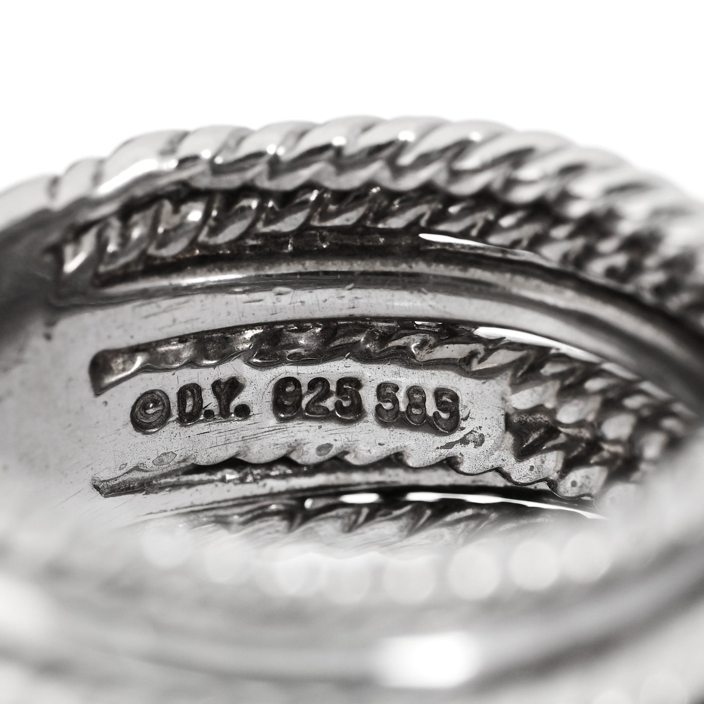 Sterling Silver 14K White Gold Diamond 11mm Wide Crossover Cable Ring 52 6