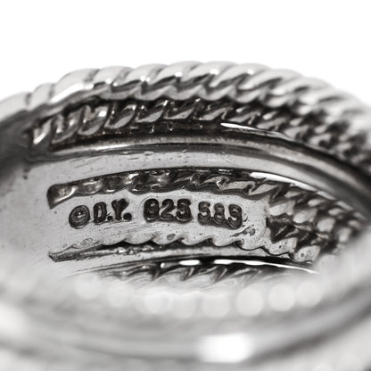 David Yurman Sterling Silver 14K White Gold Diamond 11mm Wide Crossover Cable Ring 52 6 4 of 4