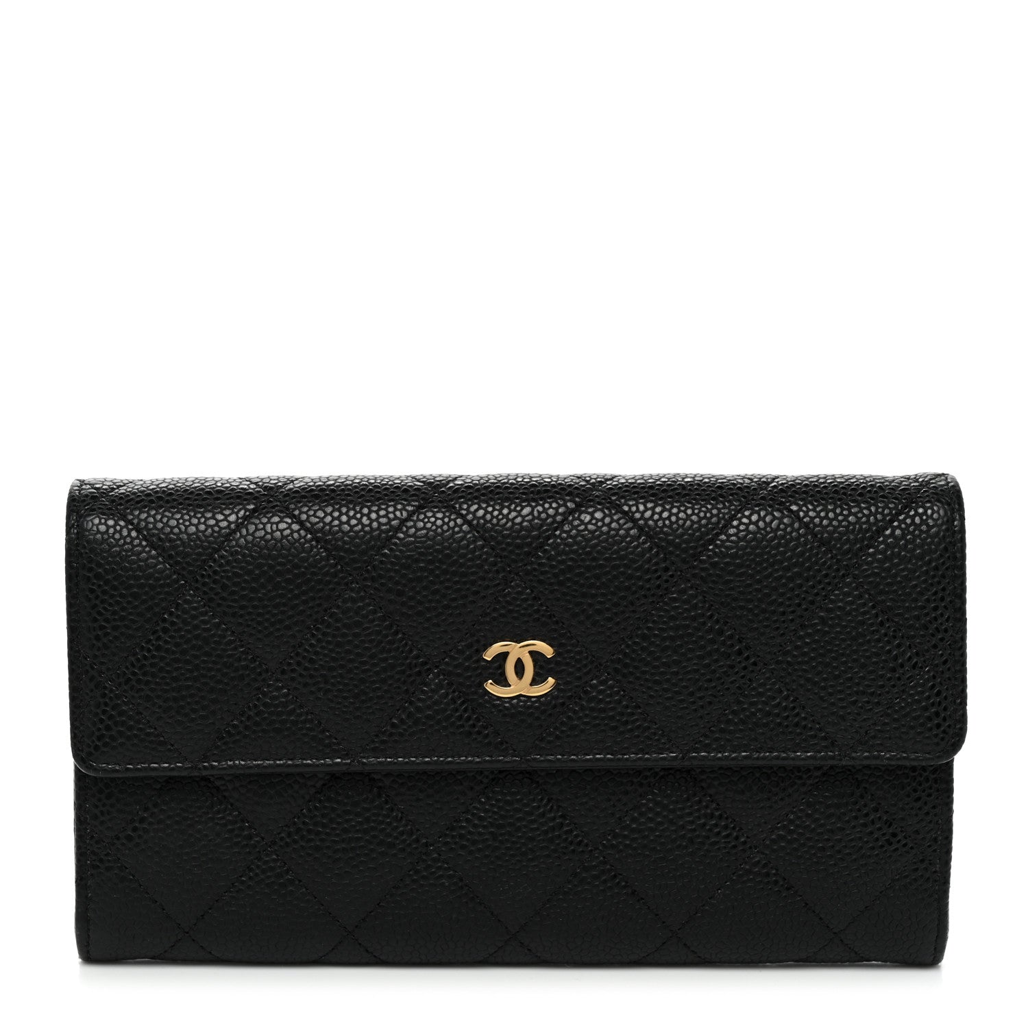 Chanel Caviar Quilted Large Gusset Flap Wallet Black 1 of 8