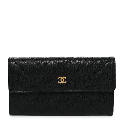 Chanel Caviar Quilted Large Gusset Flap Wallet Black 1 of 8