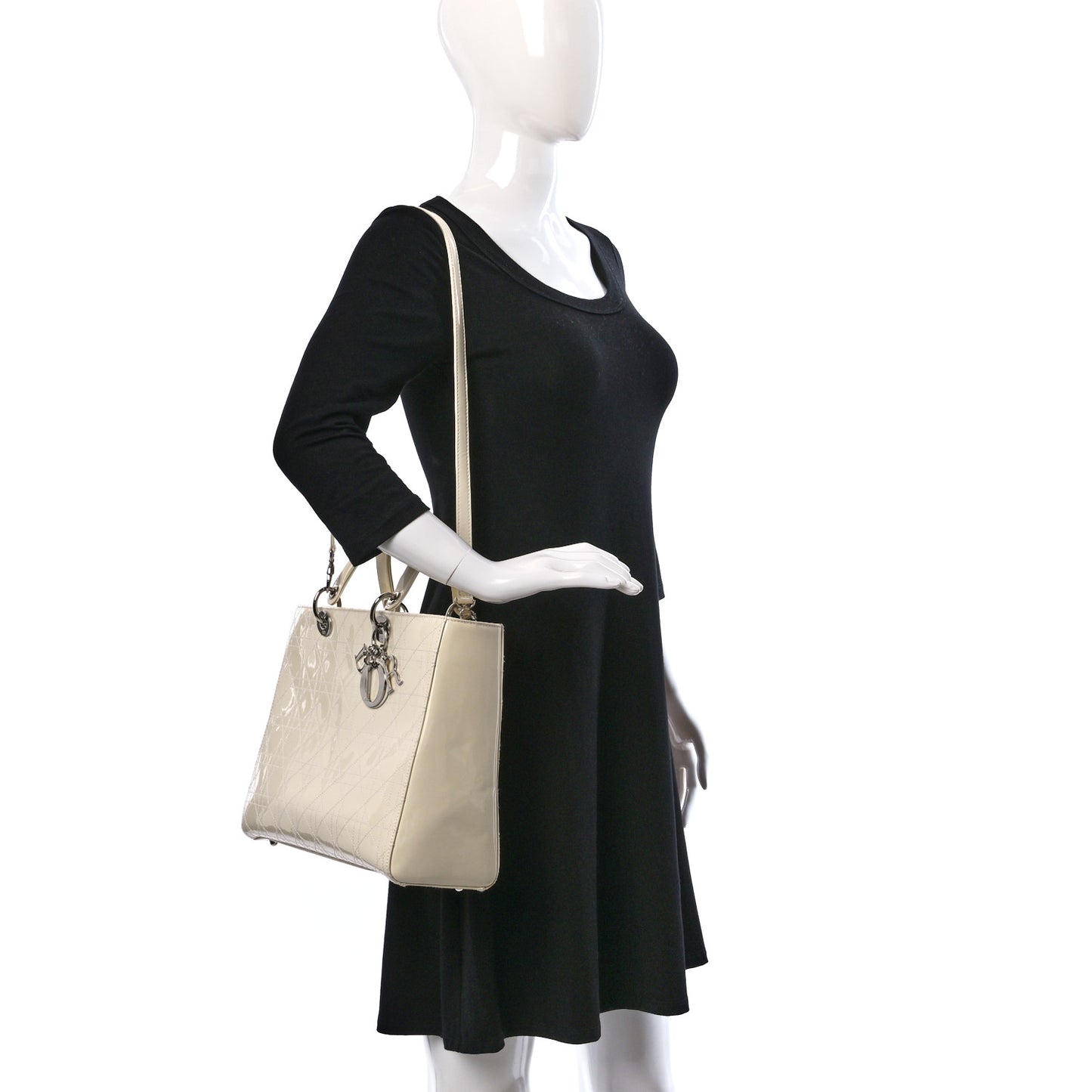 Patent Cannage Large Lady Dior White