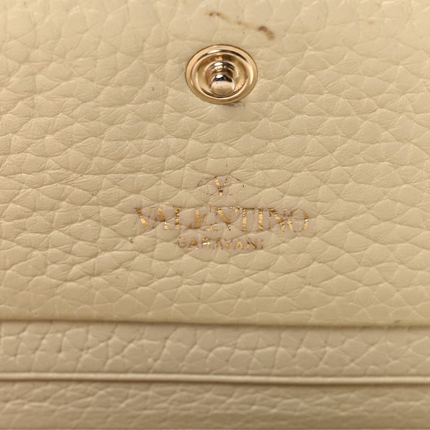Calfskin Rockstud Bi-Fold Card Holder Ivory