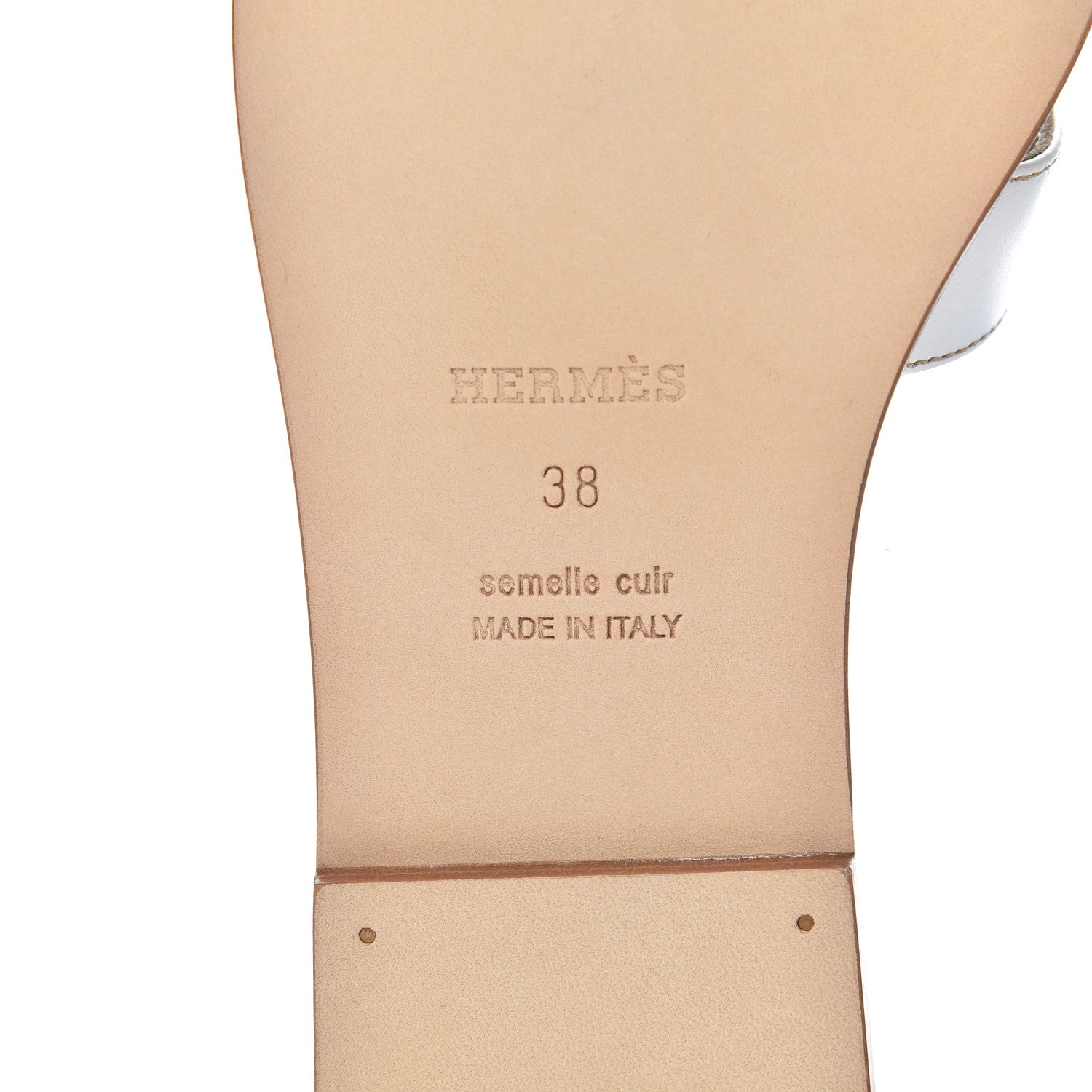 Hermes Box Calfskin Oran Sandals 38 White 7 of 11