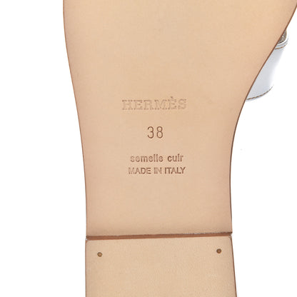 Hermes Box Calfskin Oran Sandals 38 White 7 of 11
