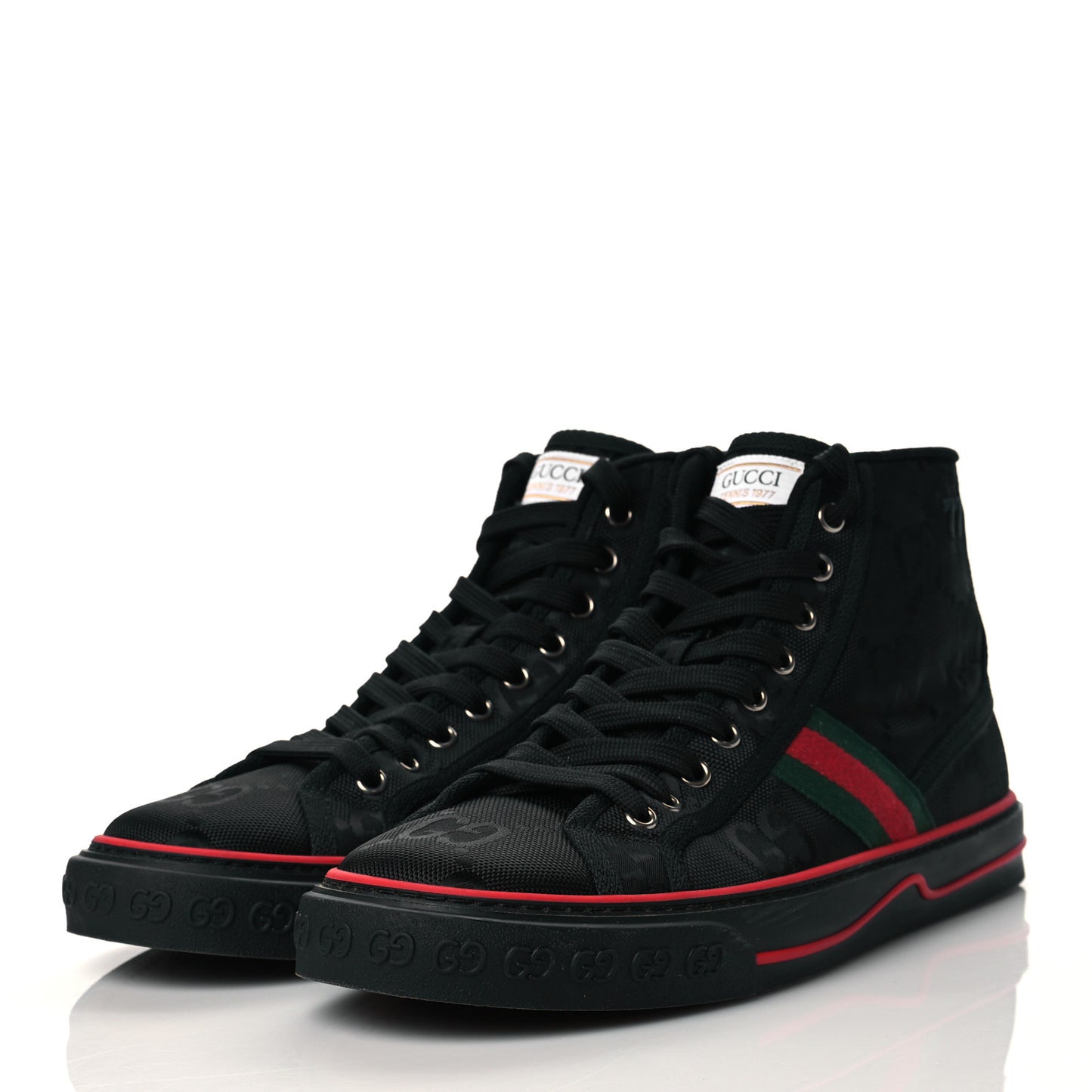 Econyl Nylon Web Monogram Off The Grid Mens 1977 Tennis High Top Sneakers 8 Black