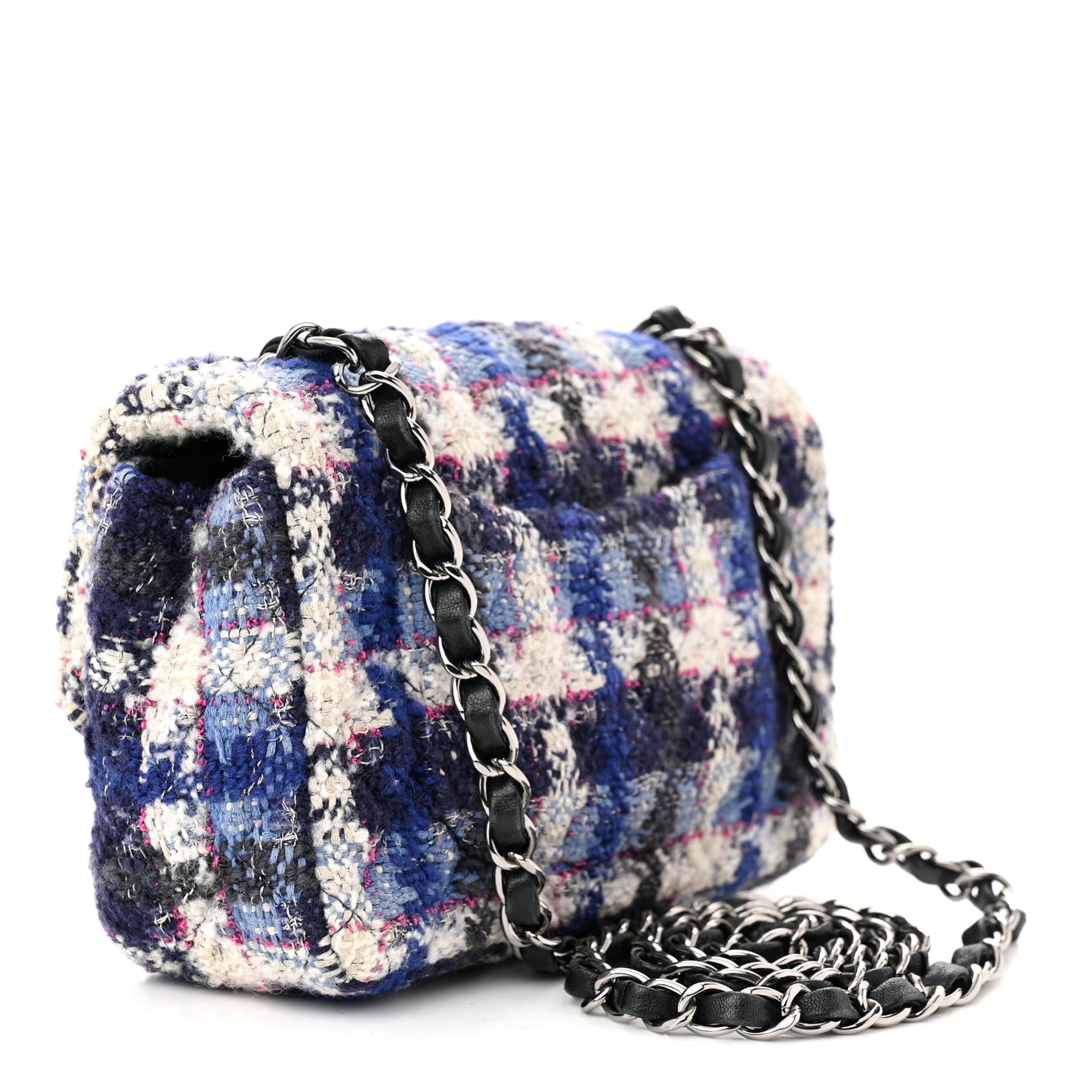 Tweed Quilted Mini Rectangular Flap Blue Multicolor