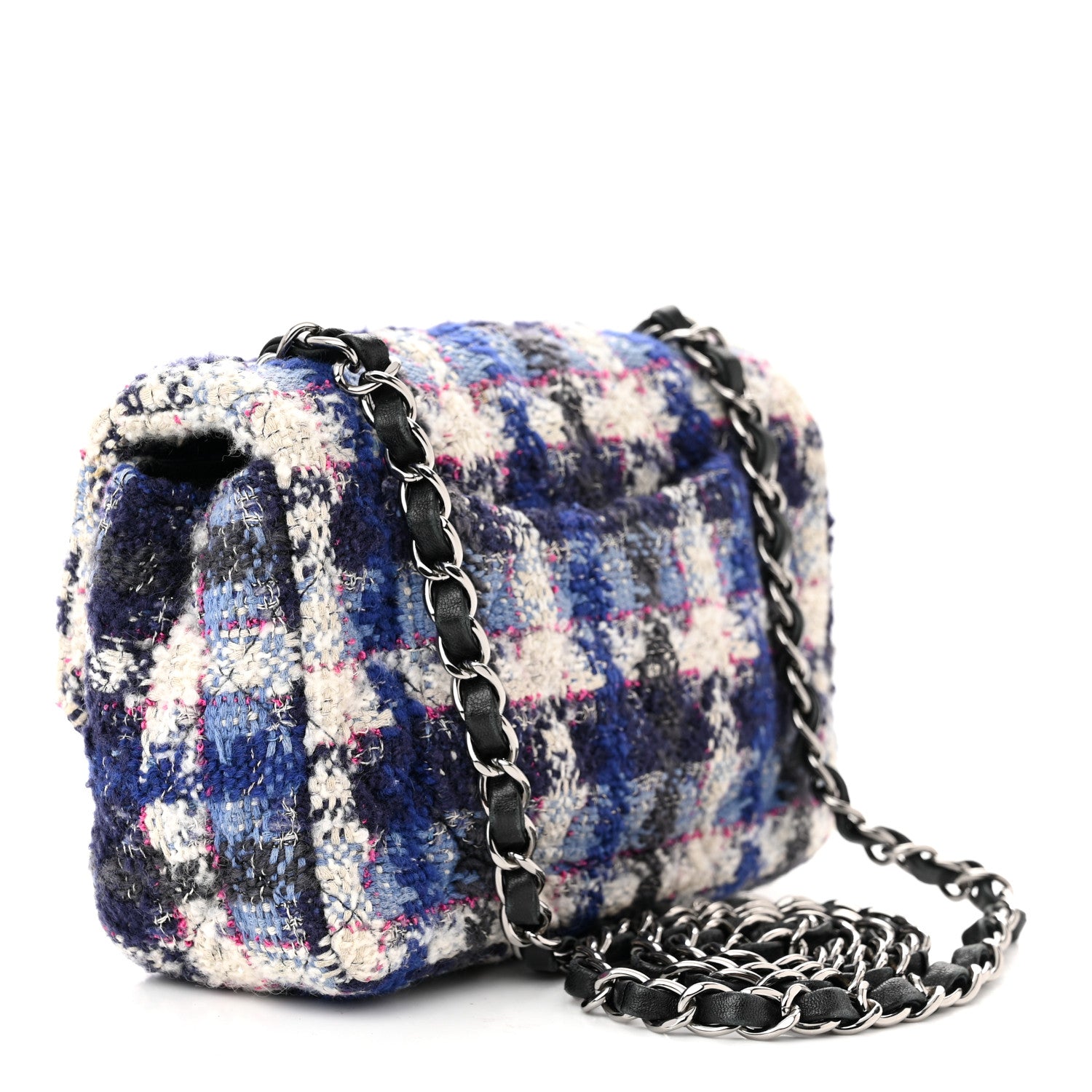 Chanel Tweed Quilted Mini Rectangular Flap Blue Multicolor 3 of 11