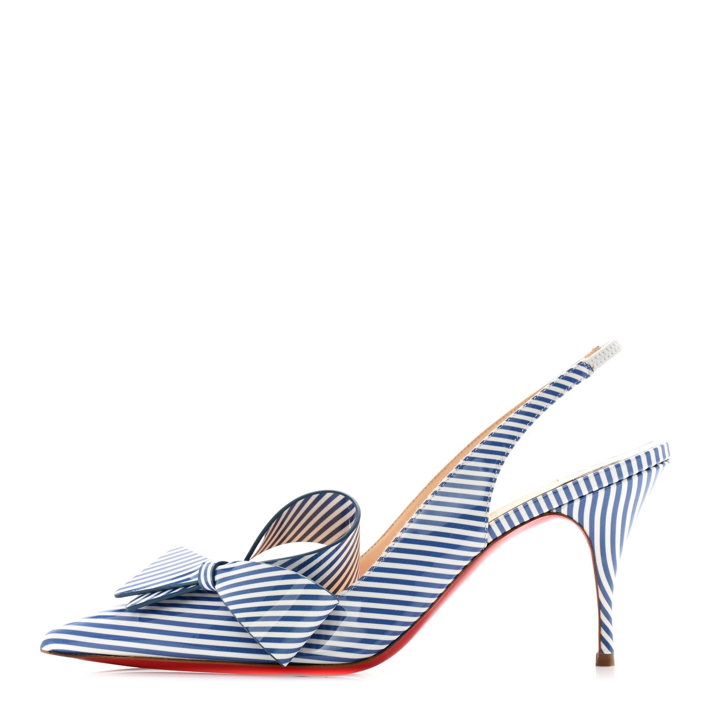 Patent Stripes Clare Nodo 80 Pumps 37.5 Jeans White