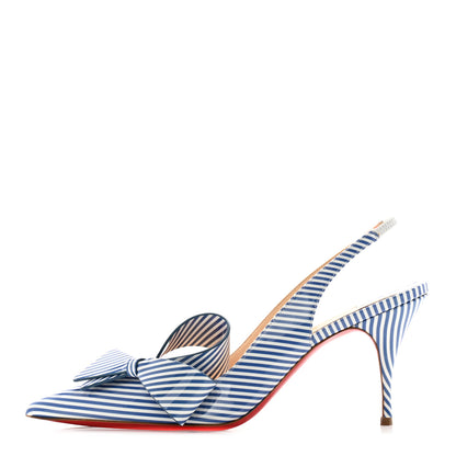 Christian Louboutin Patent Stripes Clare Nodo 80 Pumps 37.5 Jeans White 1 of 11