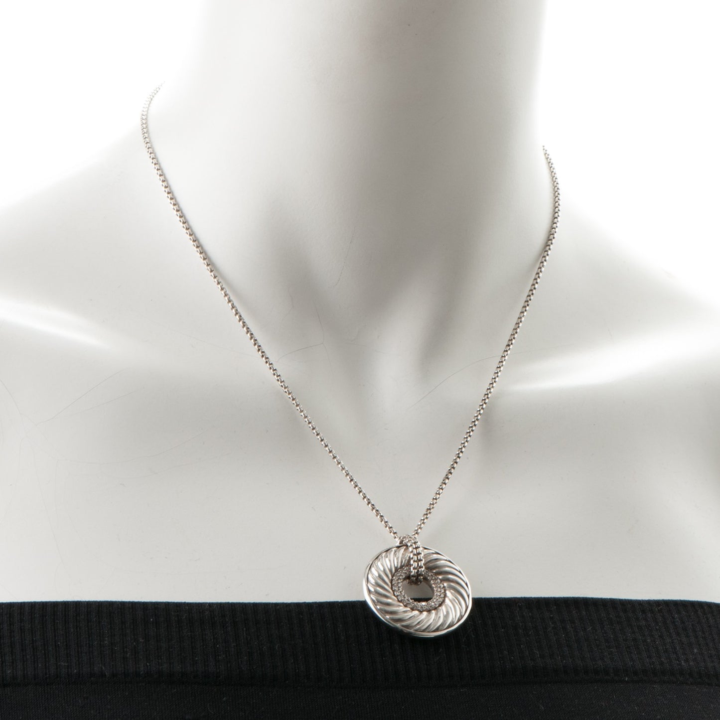 Sterling Silver Diamond 30mm Thoroughbred Pendant Necklace