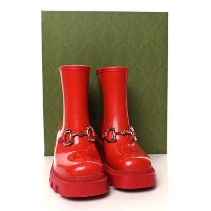 Gucci Rubber Womens Horsebit Ankle Boots 37 Maple Red 8 of 8