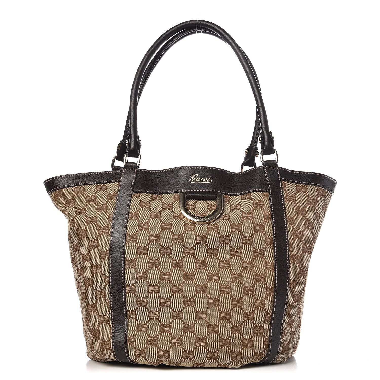 Gucci Monogram Medium D Gold Tote Bag Brown 1 of 11