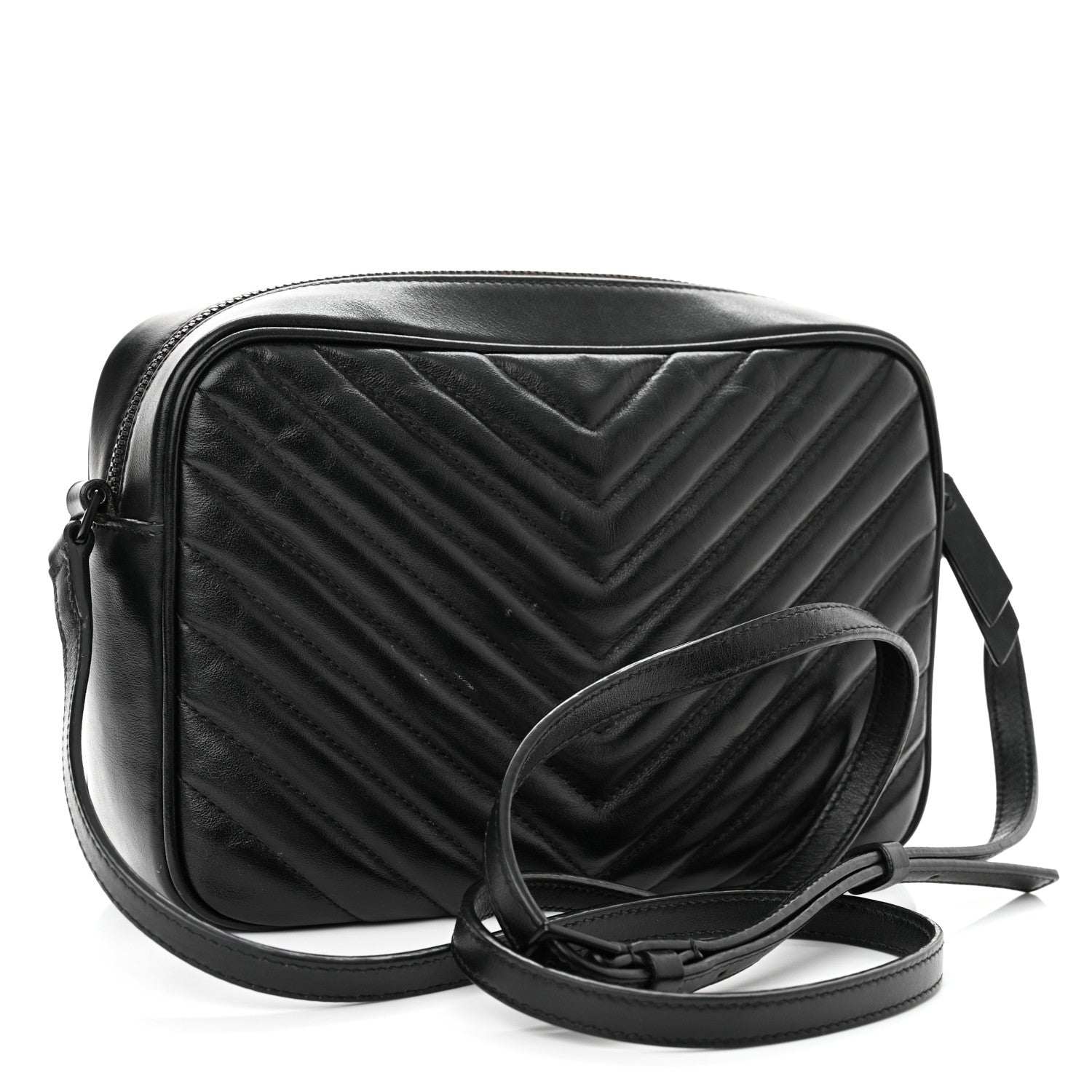 Saint Laurent Calfskin Matelasse Monogram Monochrome Lou Camera Bag Black 3 of 13
