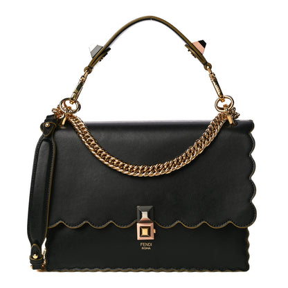 Fendi Vitello Liberty Scalloped Studded Kan I Shoulder Bag Black 1 of 15
