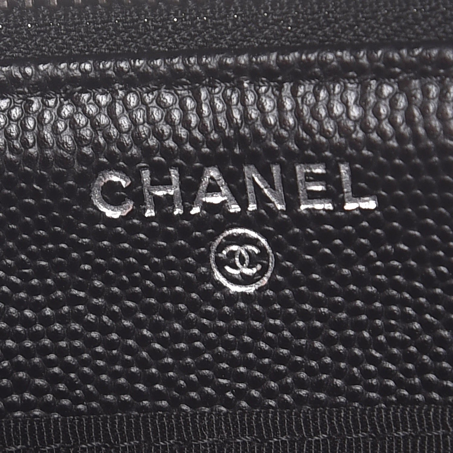 Chanel Caviar Chevron Quilted Large Zipped Clutch Black 6 of 8