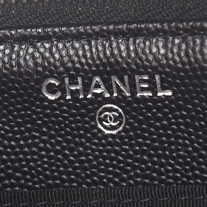 Chanel Caviar Chevron Quilted Large Zipped Clutch Black 6 of 8