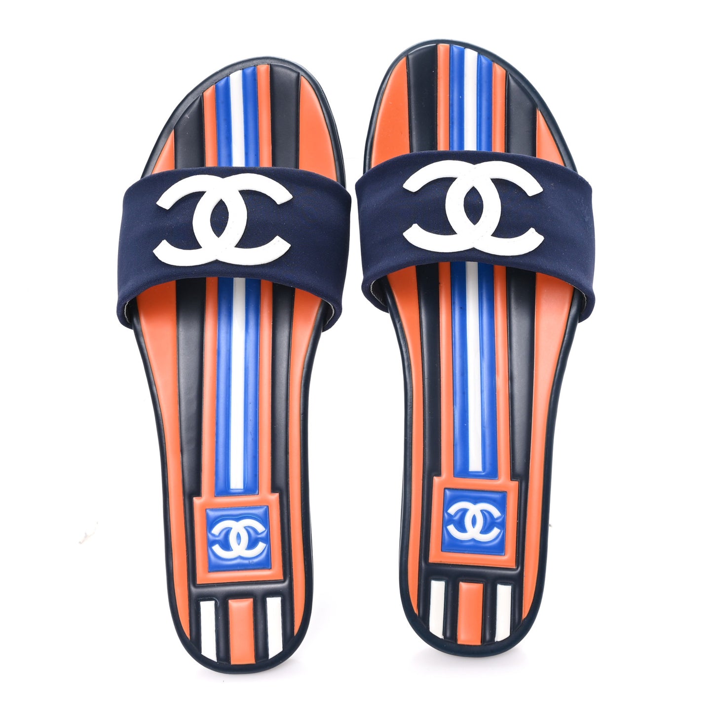Rubber CC Mules Sandals  38  Dark Navy Blue Orange