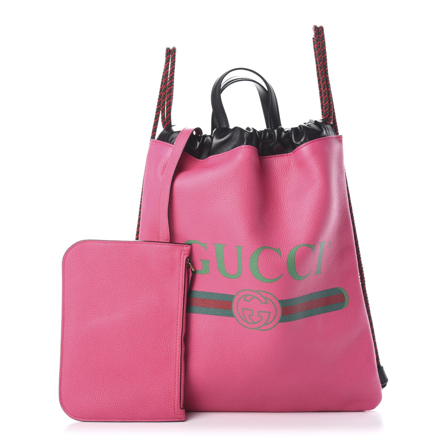 Grained Calfskin Logo Drawstring Backpack Box Pink Green Black