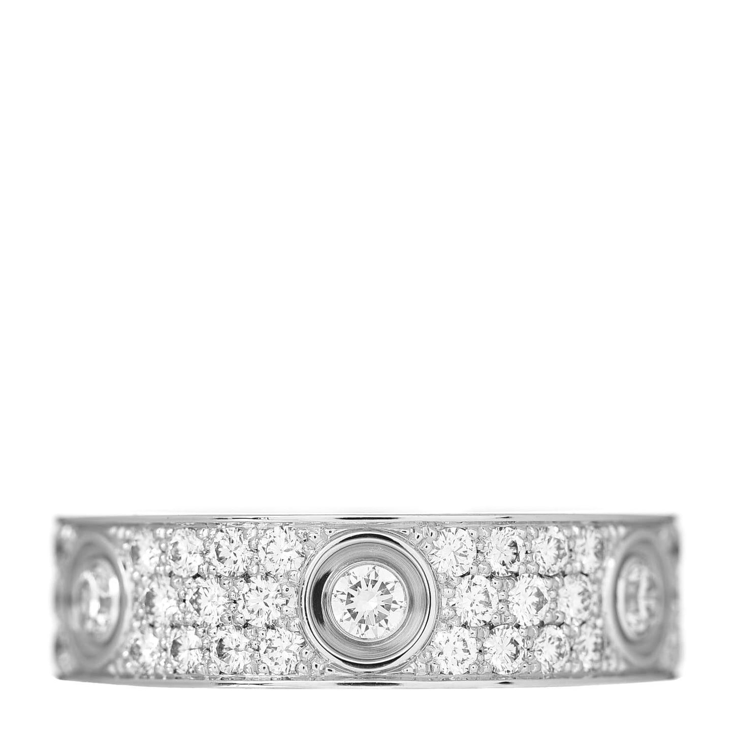 18K White Gold Diamond 6.5mm LOVE Paved Ring 62 10