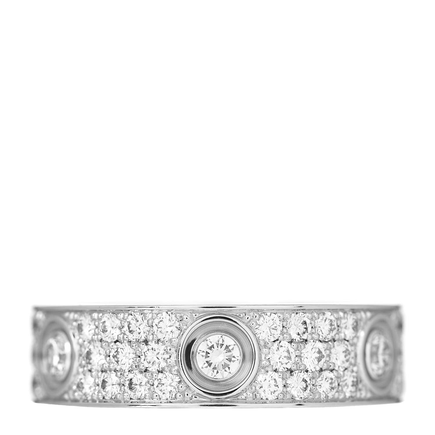 Cartier 18K White Gold Diamond 6.5mm LOVE Paved Ring 62 10 3 of 5