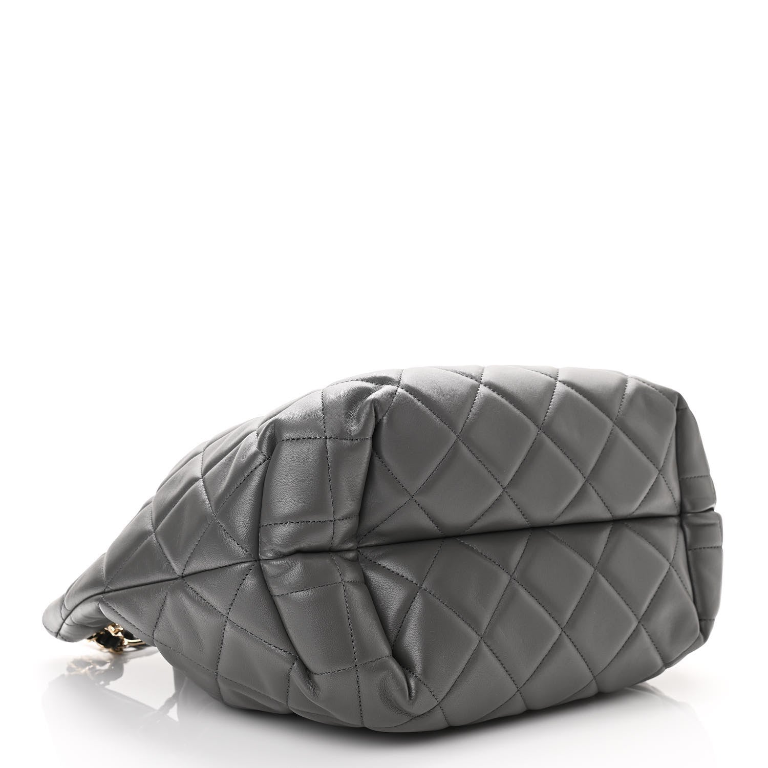 Chanel Lambskin Quilted CC Dweller Drawstring Tote Grey 4 of 10
