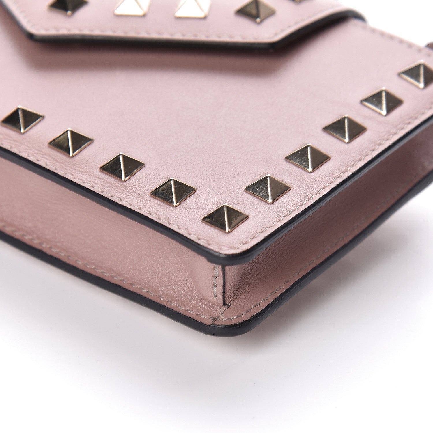 Valentino Garavani Calfskin Rockstud Phone Case With Chain Poudre 9 of 9