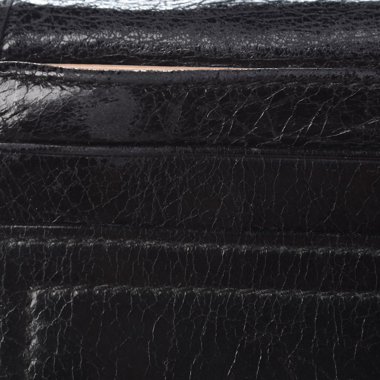 Vitello Shine Zip Flap Wallet Black