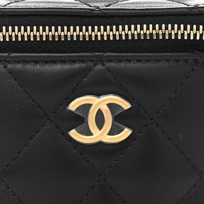 Chanel Lambskin Quilted Top Handle Mini Vanity Case With Chain Black 8 of 11