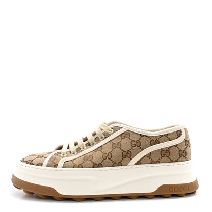 Gucci GG Monogram Mens 1977 Tennis Platform 52mm Sneakers 8 Beige Ebony Mystic White 1 of 11