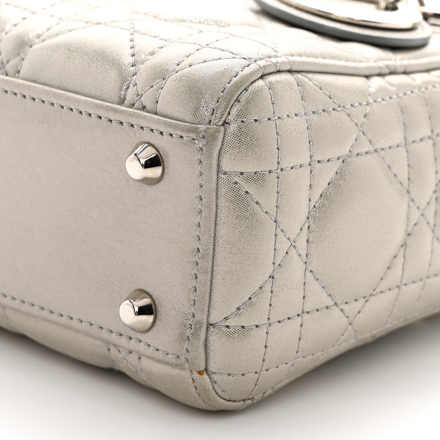 Christian Dior Metallic Nubuck Cannage Mini Lady Dior Silver 10 of 12
