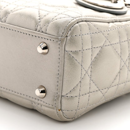 Christian Dior Metallic Nubuck Cannage Mini Lady Dior Silver 10 of 12