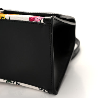 Balenciaga X GUCCI Canvas Boarded Plutone Calfskin Flora Logo Print Small Hourglass Top Handle Bag White Multicolor Black 9 of 9