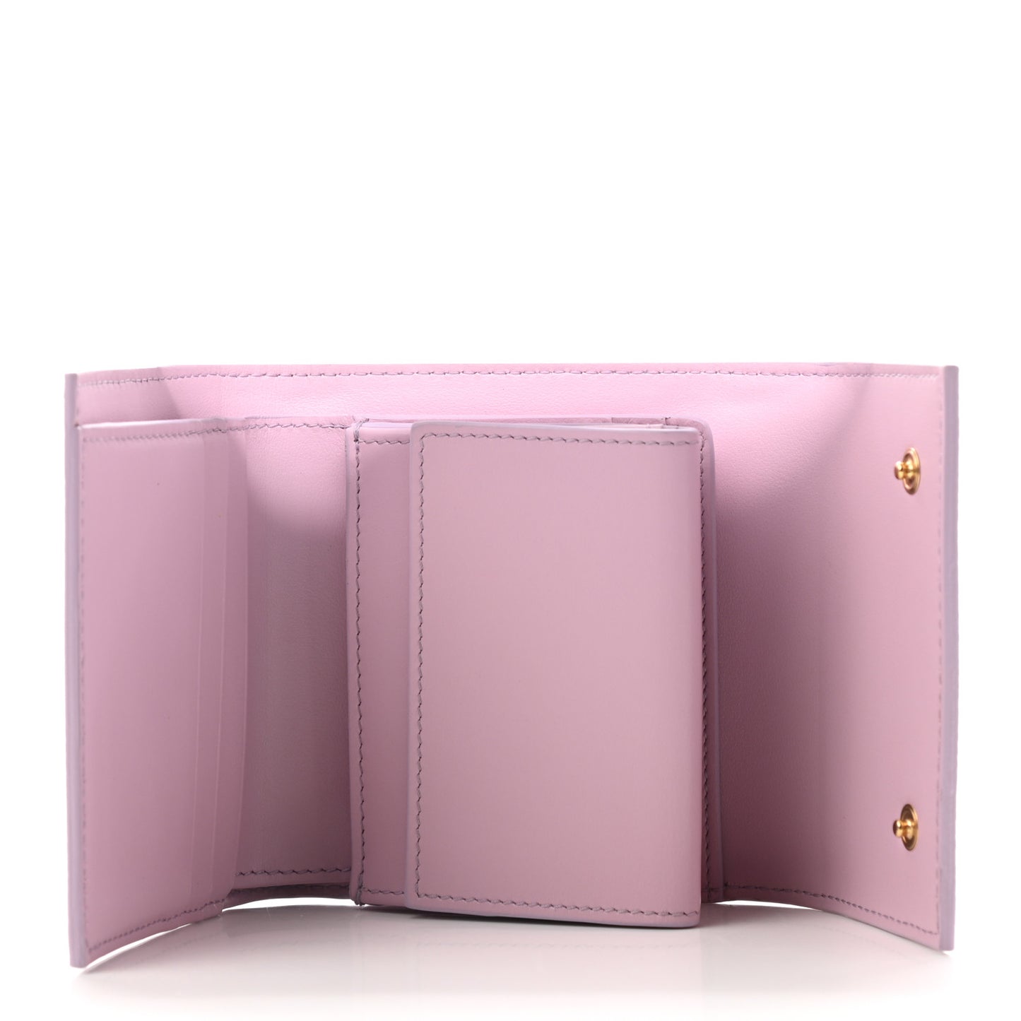 Grained Calfskin Small Tri-Fold Wallet Rose Quartz