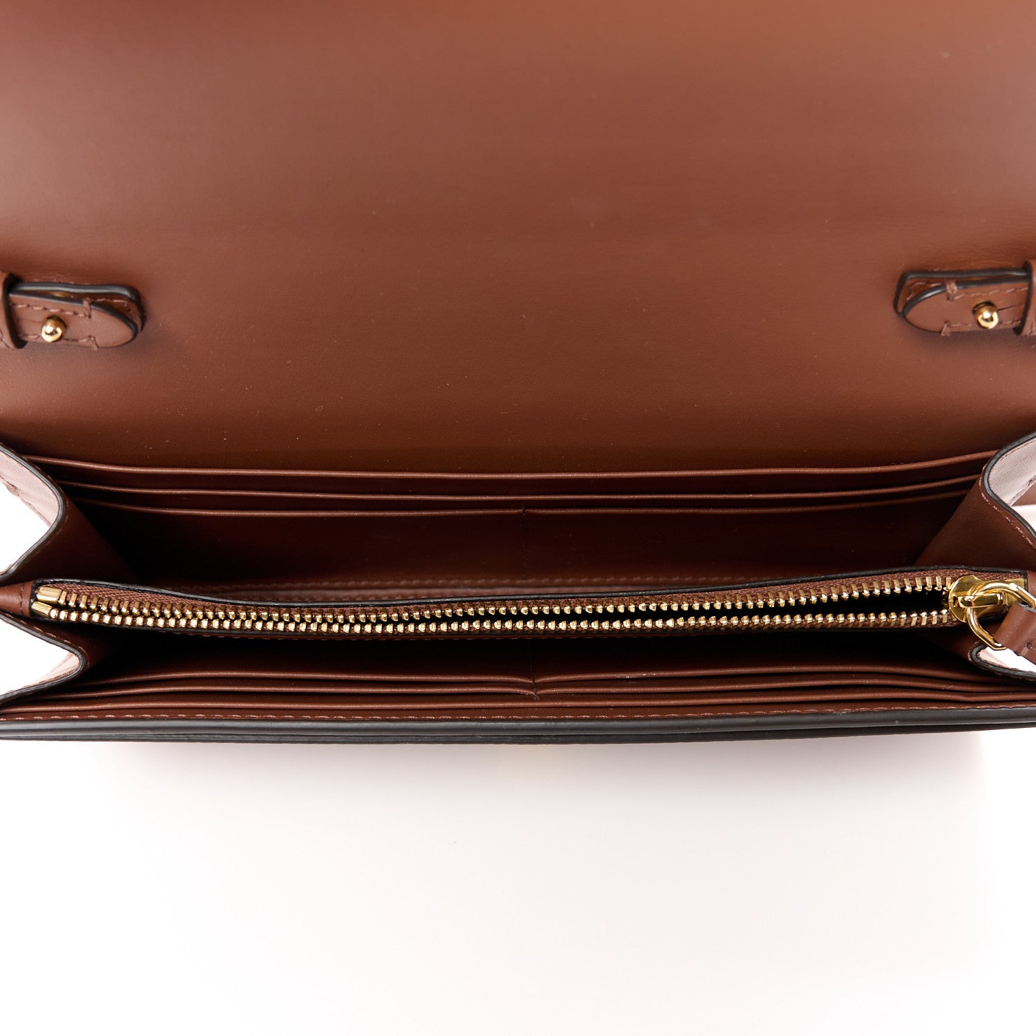 Burberry Grained Calfskin Embossed Logo Henley Wallet On Chain Tan 5 of 9