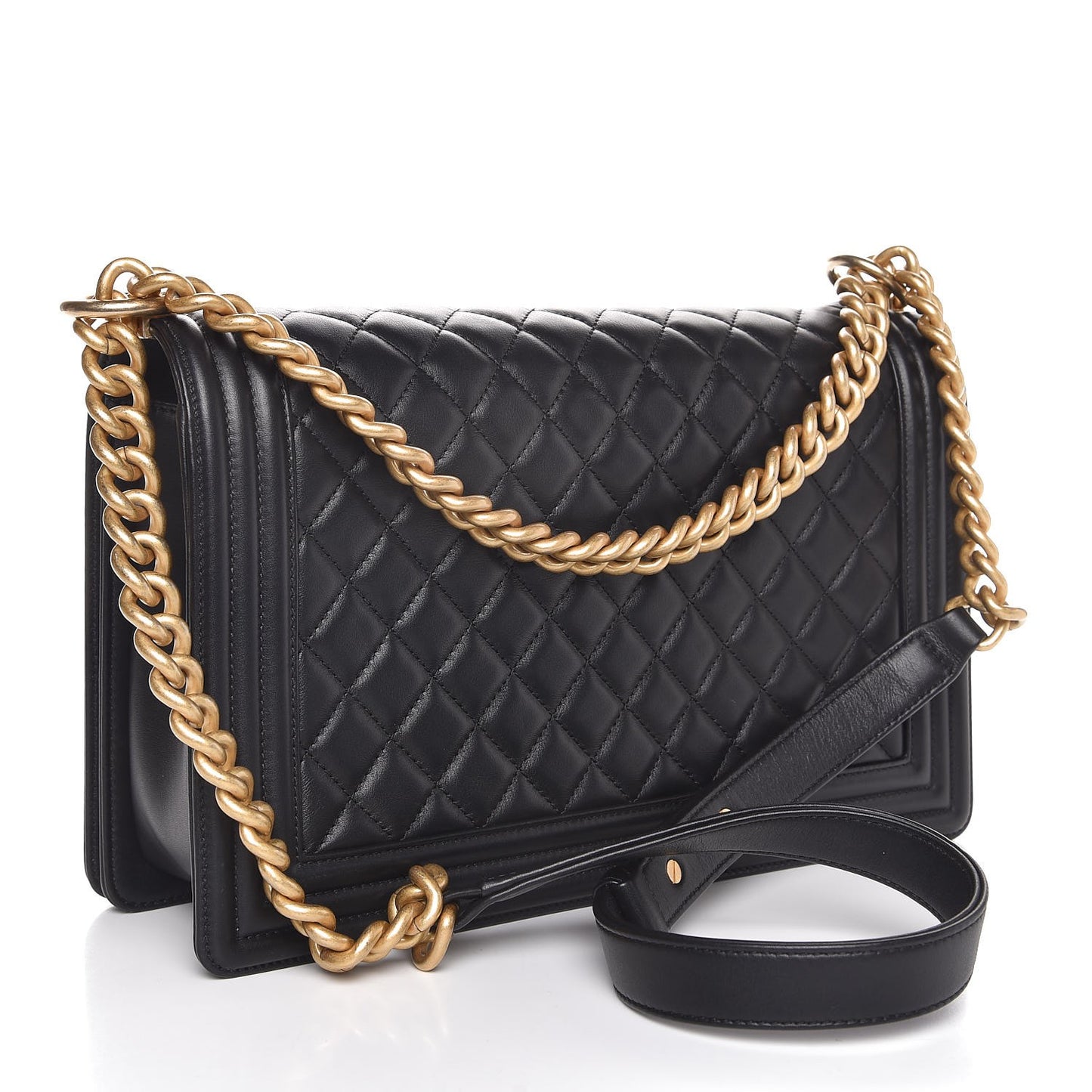 Lambskin Quilted New Medium Boy Flap Black