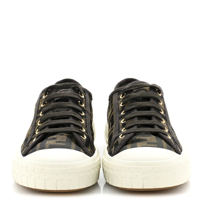 Fendi Fabric Jacquard FF Womens Domino Low Top Sneakers 39 Tobacco 3 of 9