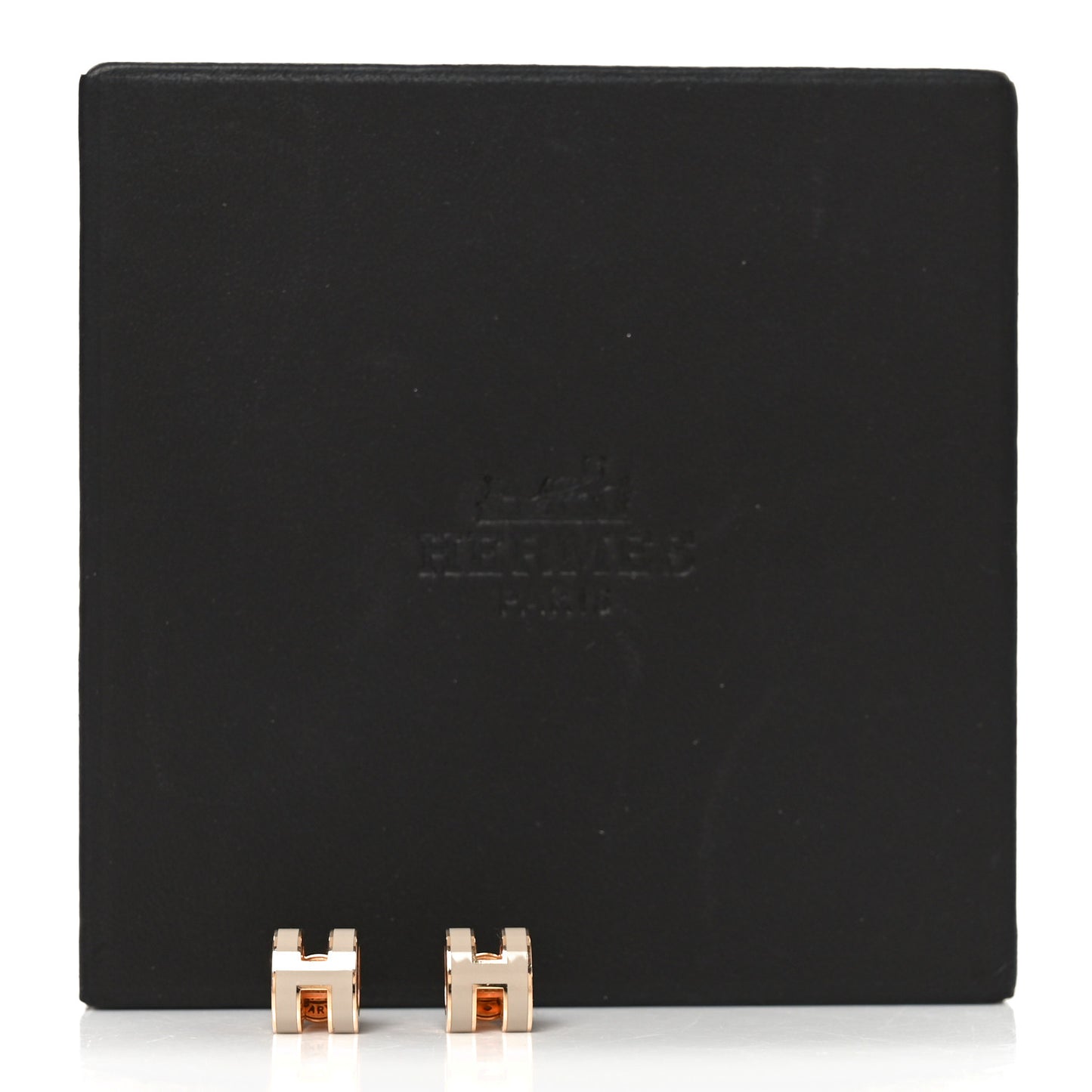 Rose Gold Lacquered Mini Pop H Earrings Marron Glace