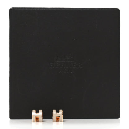 Hermes Rose Gold Lacquered Mini Pop H Earrings Marron Glace 6 of 6