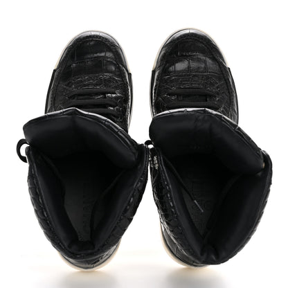 Chanel Calfskin Crocodile Embossed Cocodile High Top Sneakers 36.5 Black 2 of 11