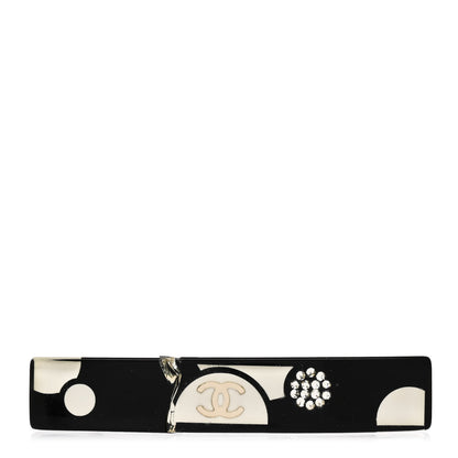 Chanel Resin Crystal CC Hair Clip Barrette Black 1 of 9