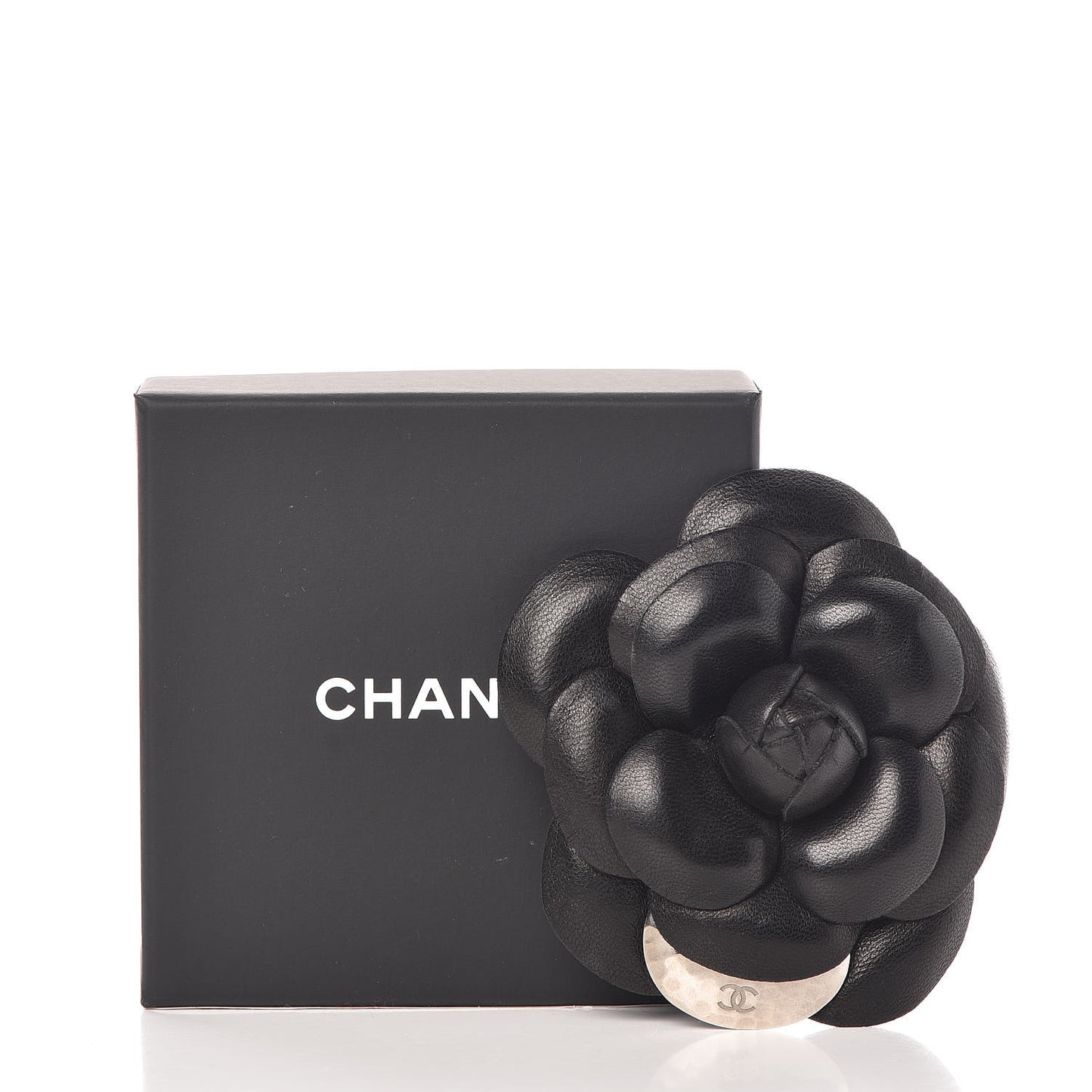 Lambskin Camellia Brooch Black