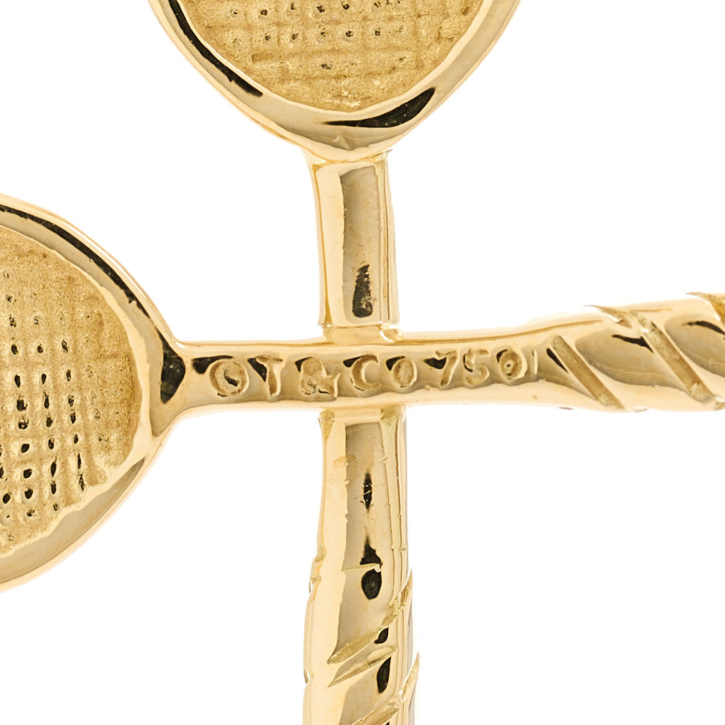 18K Yellow White Gold Diamond Tennis Racket Charm